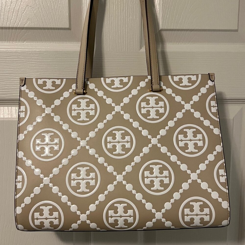 TORY BURCH T Monogram Contrast Embossed Tote (NWT) - Picture 6 of 10